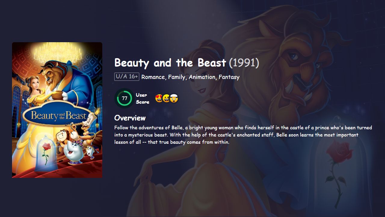 Beauty and the Beast (1991) Hindi Dubbed