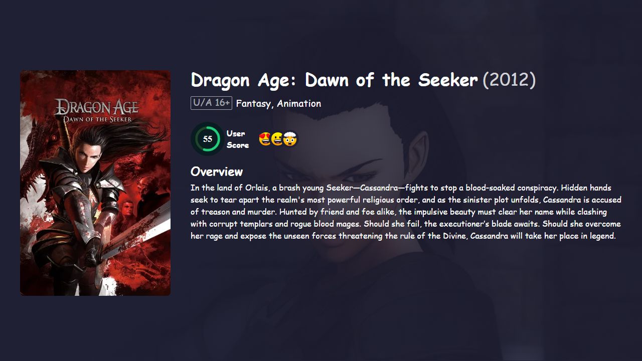 Dragon Age: Dawn of the Seeker (2012) English Dubbed