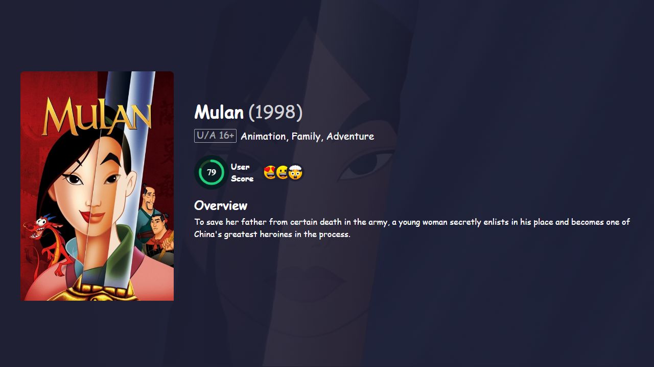 Mulan (1998) Hindi Dubbed