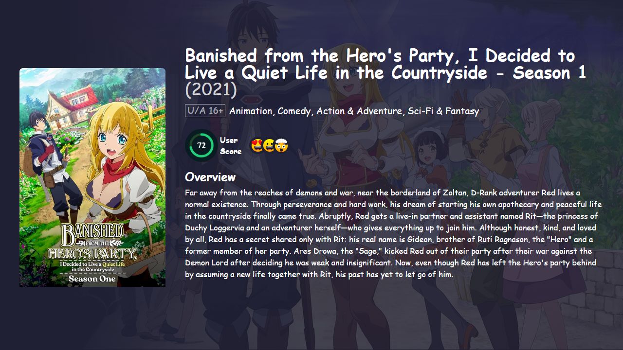 Banished from the Hero’s Party, I Decided to Live a Quiet Life in the Countryside Season 1 Hindi Dubbed