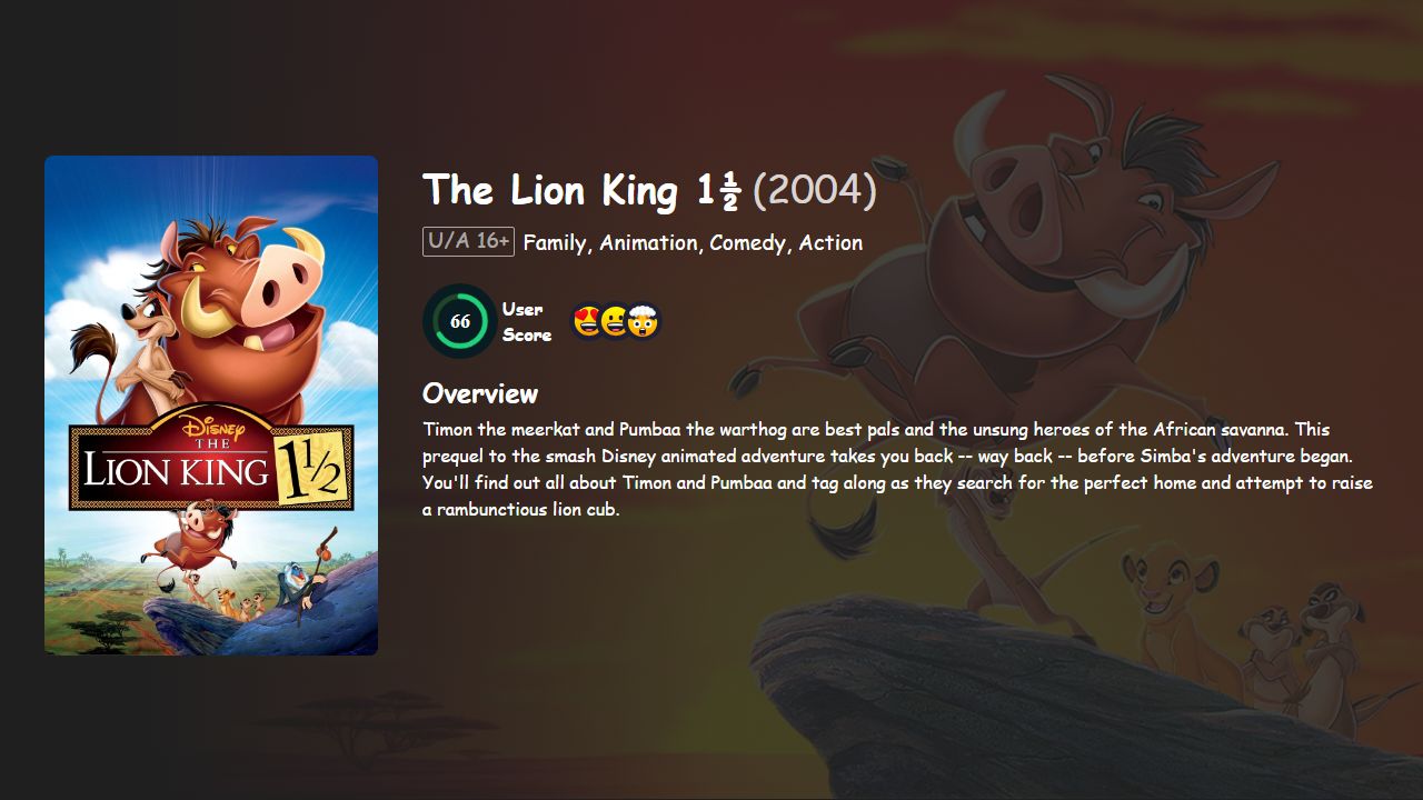 The Lion King 1½ (2004) English Dubbed