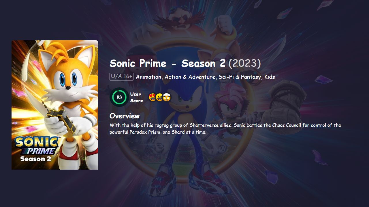 Sonic Prime Season 2 Hindi Dubbed