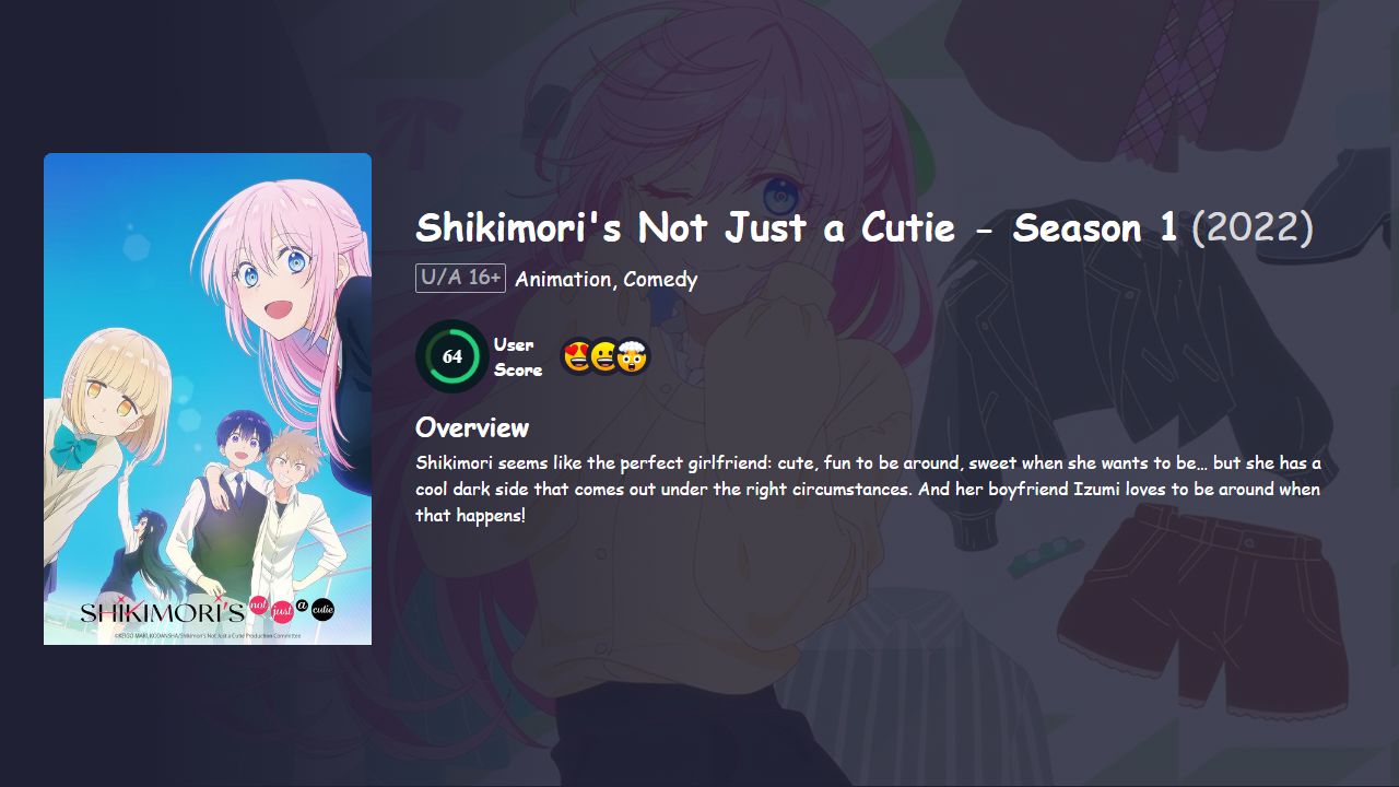 Shikimori’s Not Just a Cutie Season 1 Japanese Dubbed