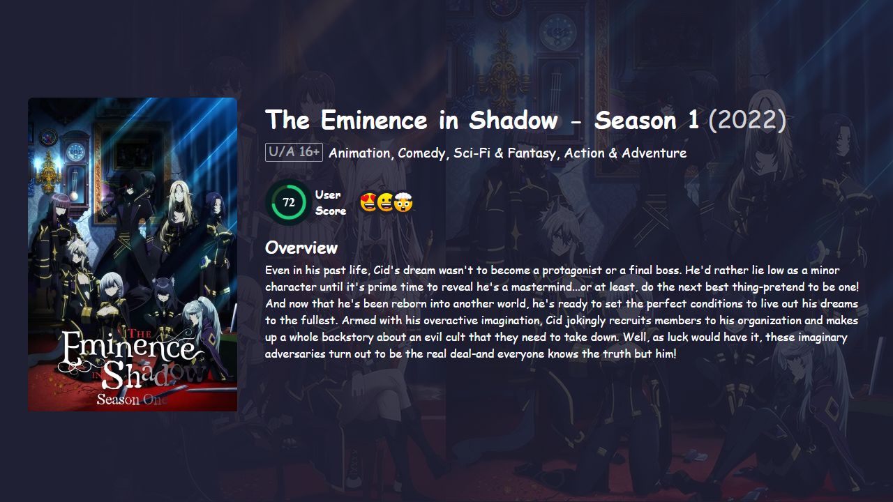 The Eminence in Shadow Season 1 Hindi Dubbed