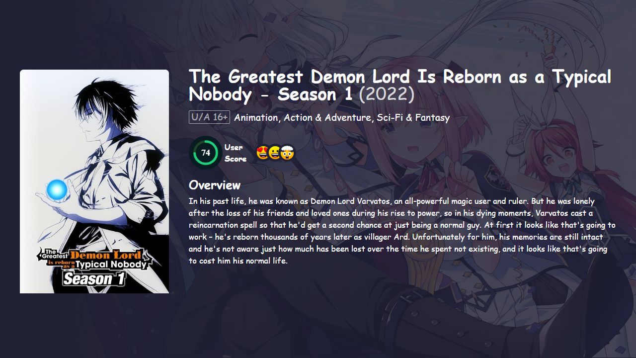 The Greatest Demon Lord Is Reborn as a Typical Nobody Season 1 Japanese Dubbed