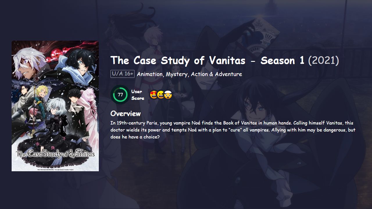 The Case Study of Vanitas Season 1 Hindi Dubbed