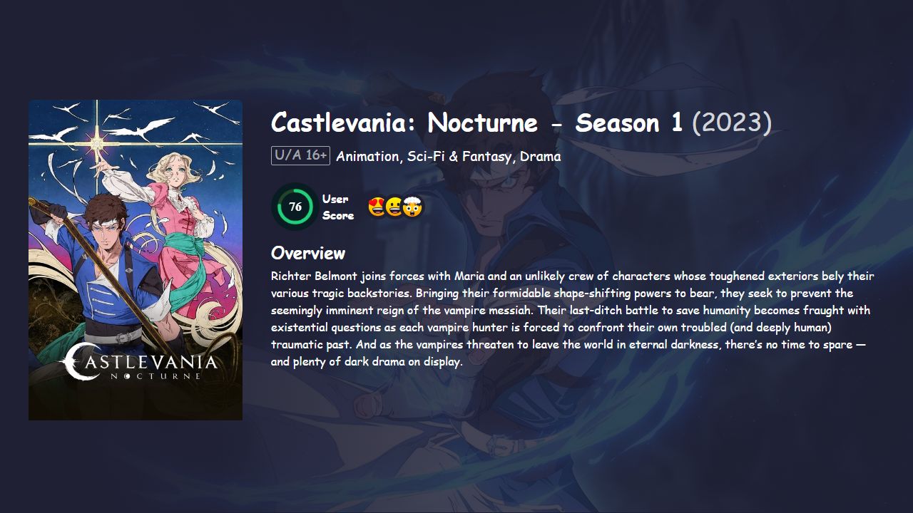 Castlevania: Nocturne Season 1 Hindi Dubbed