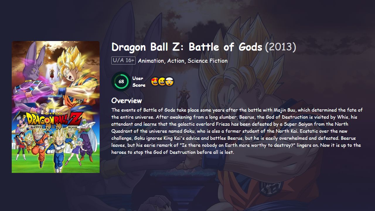 Dragon Ball Z: Battle of Gods (2013) English Dubbed