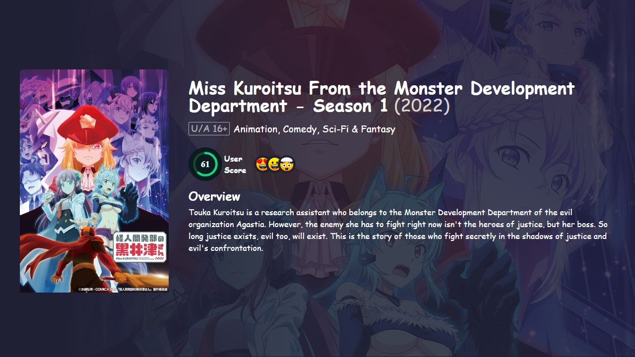 Miss Kuroitsu From the Monster Development Department Season 1 Hindi Dubbed