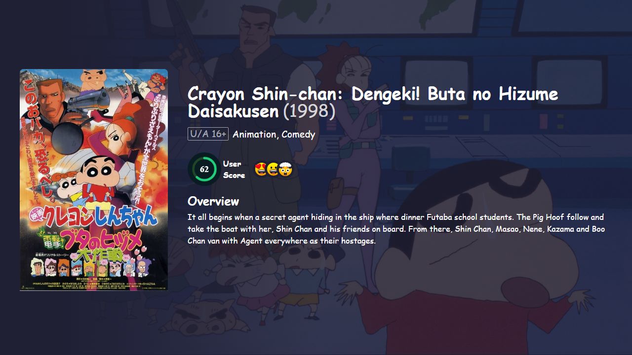 Crayon Shin-chan: Dengeki! Buta no Hizume Daisakusen (1998) Hindi Dubbed