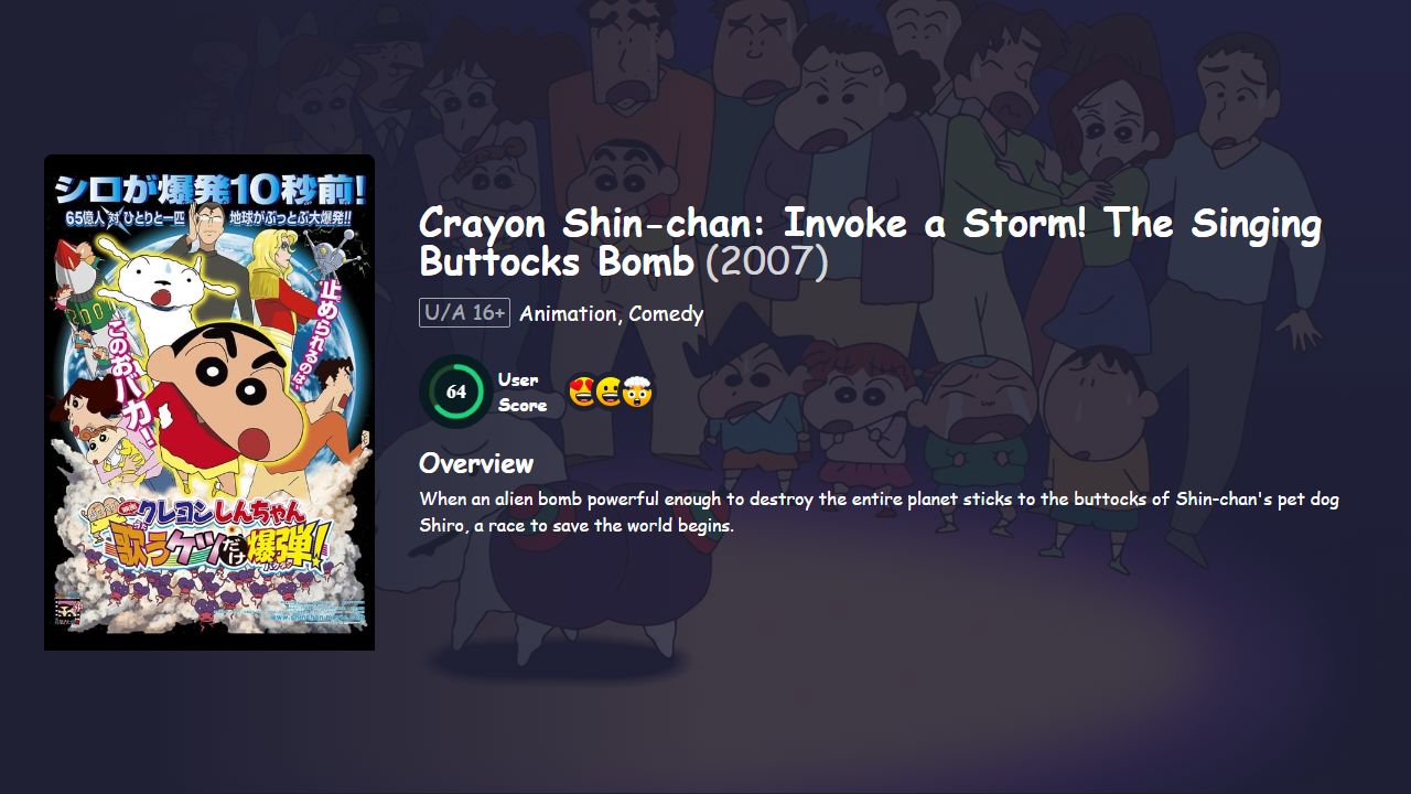 Crayon Shin-chan: Invoke a Storm! The Singing Buttocks Bomb (2007) Hindi Dubbed