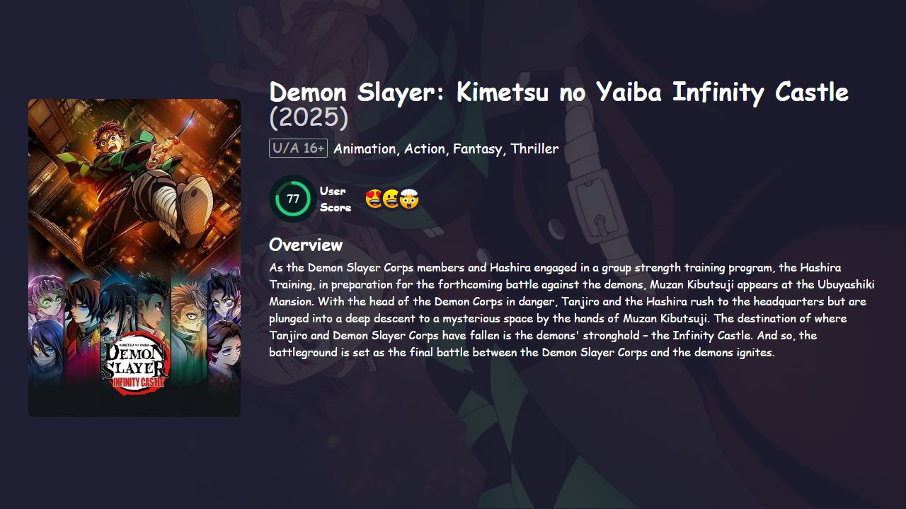 Demon Slayer: Kimetsu no Yaiba Infinity Castle (2025) Japanese Dubbed