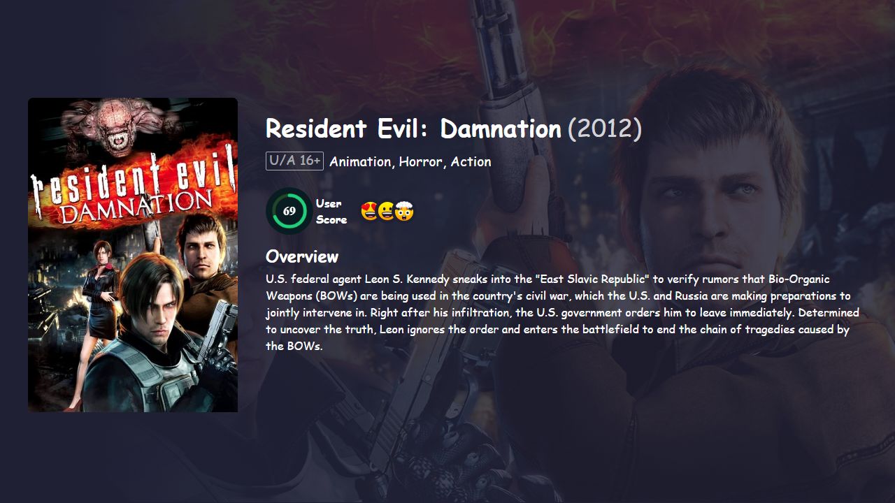 Resident Evil: Damnation (2012) Hindi Dubbed