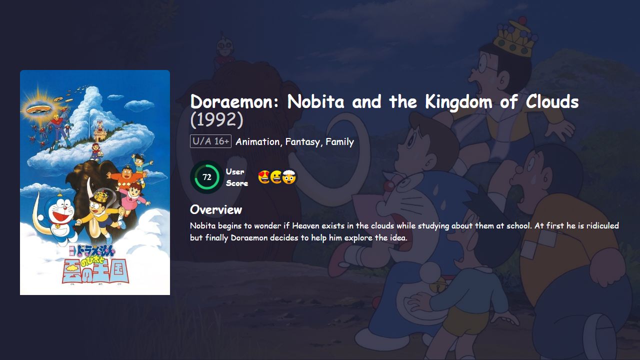 Doraemon: Nobita and the Kingdom of Clouds (1992) Japanese Dubbed