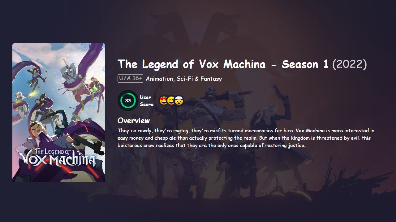 The Legend of Vox Machina Season 1 Hindi Dubbed