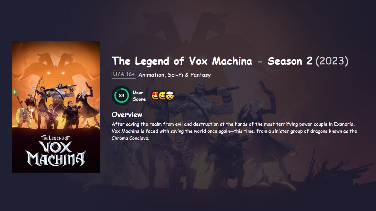 The Legend of Vox Machina Season 2 Hindi Dubbed