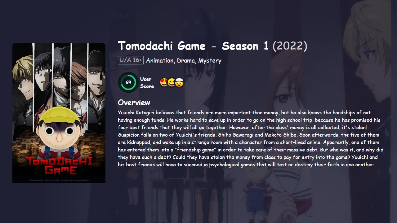 Tomodachi Game Season 1 Japanese Dubbed