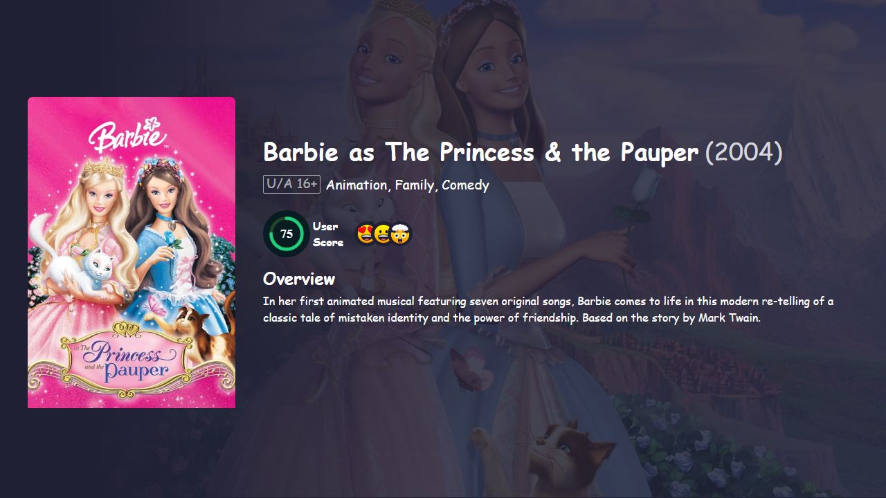 Barbie as The Princess & the Pauper (2004) Hindi Dubbed