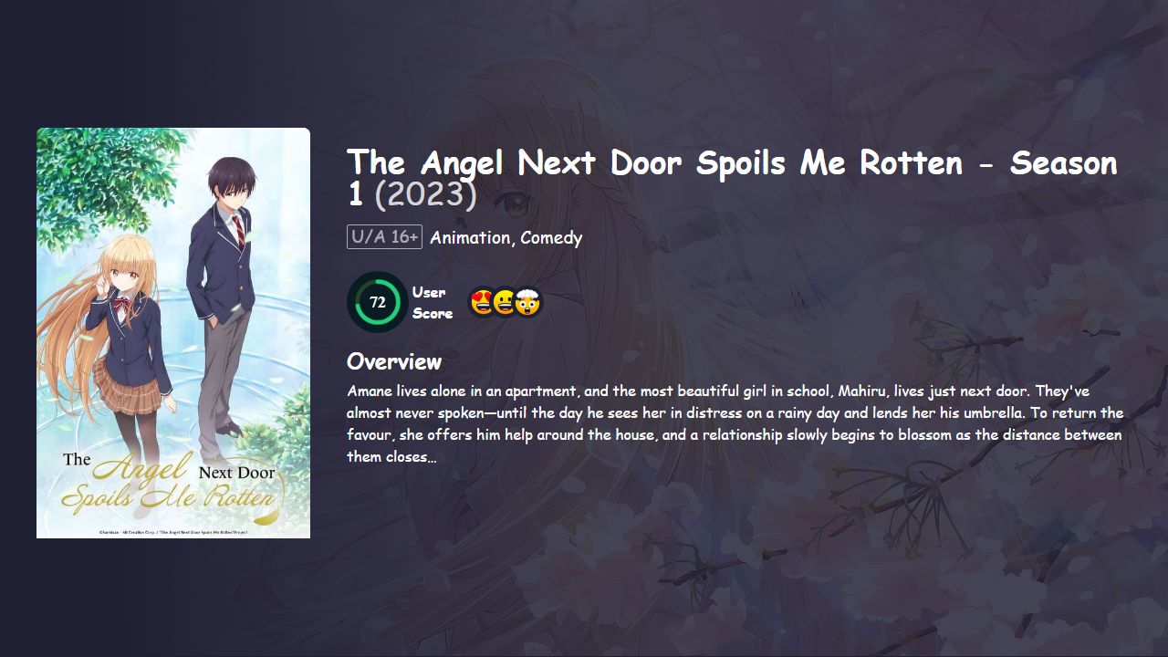 The Angel Next Door Spoils Me Rotten Season 1 Hindi Dubbed