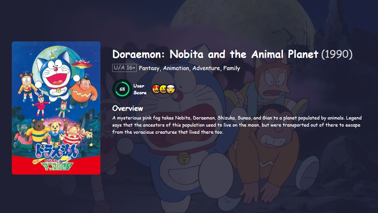 Doraemon: Nobita and the Animal Planet (1990) Hindi Dubbed