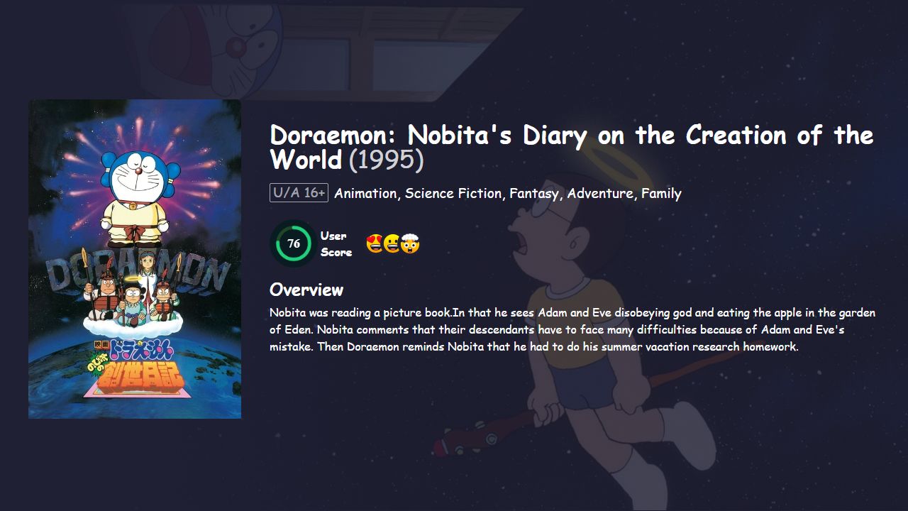 Doraemon: Nobita’s Diary on the Creation of the World (1995) Japanese Dubbed