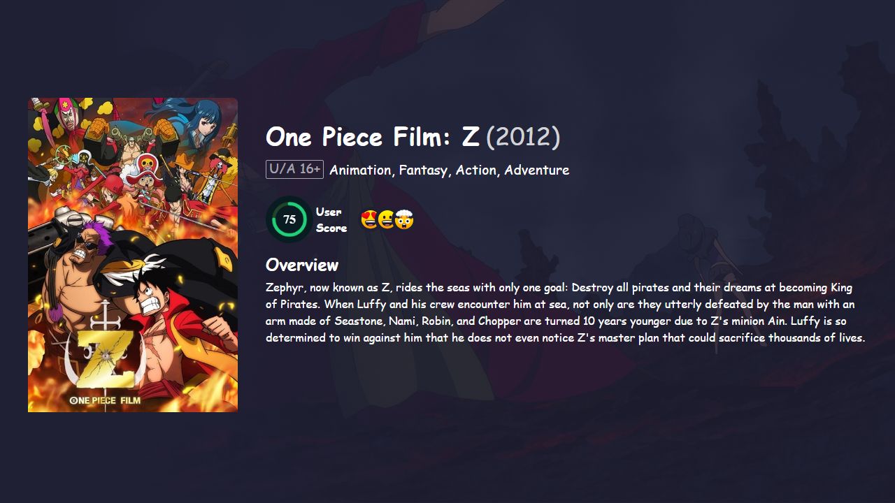 One Piece Film: Z (2012) English Dubbed