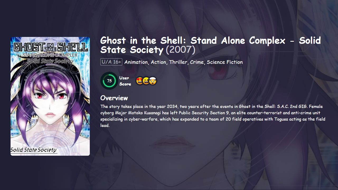 Ghost in the Shell: Stand Alone Complex – Solid State Society (2007) Hindi Dubbed