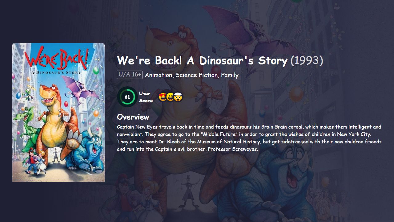 We’re Back! A Dinosaur’s Story (1993) English Dubbed