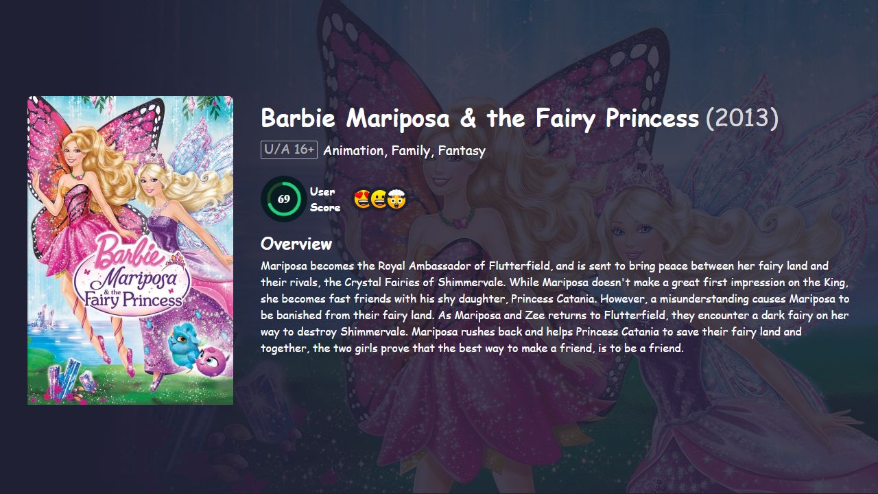 Barbie Mariposa & the Fairy Princess (2013) Hindi Dubbed