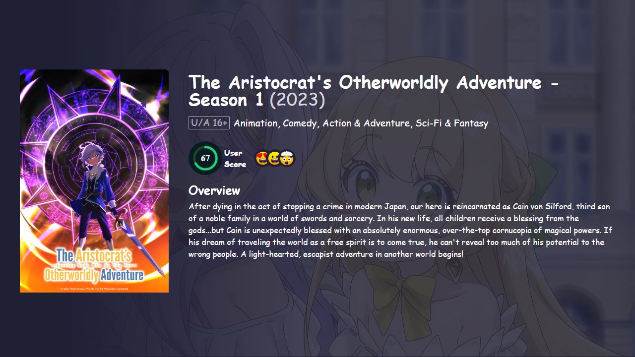 The Aristocrat’s Otherworldly Adventure Season 1 Hindi Dubbed