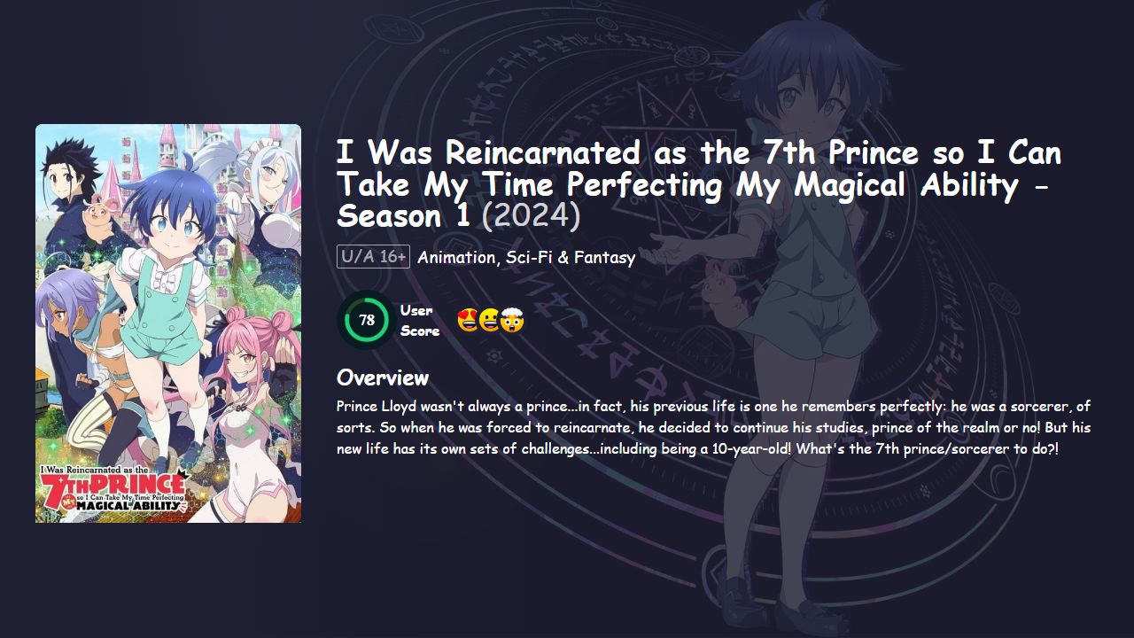 I Was Reincarnated as the 7th Prince So I Can Take My Time Perfecting My Magical Ability Season 1 Hindi Dubbed