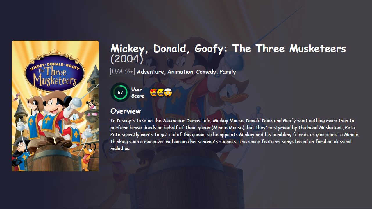 Mickey, Donald, Goofy: The Three Musketeers (2004) Hindi Dubbed