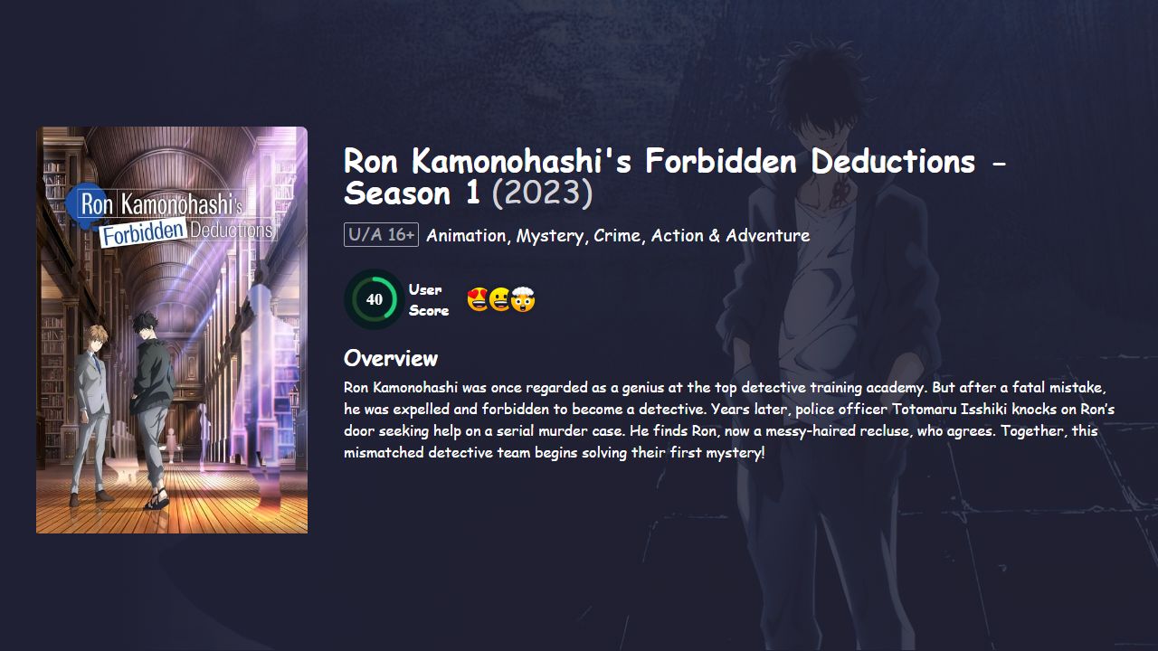 Ron Kamonohashi’s Forbidden Deductions Season 1 Japanese Dubbed