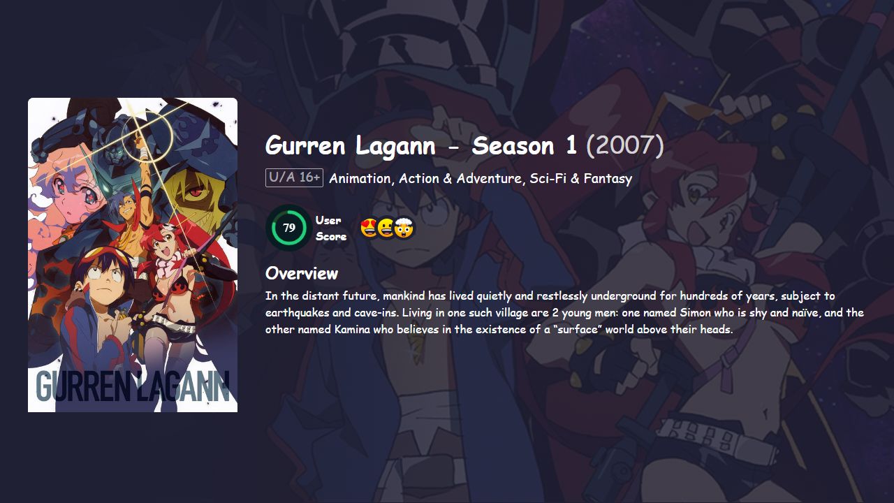 Gurren Lagann Season 1 English Dubbed