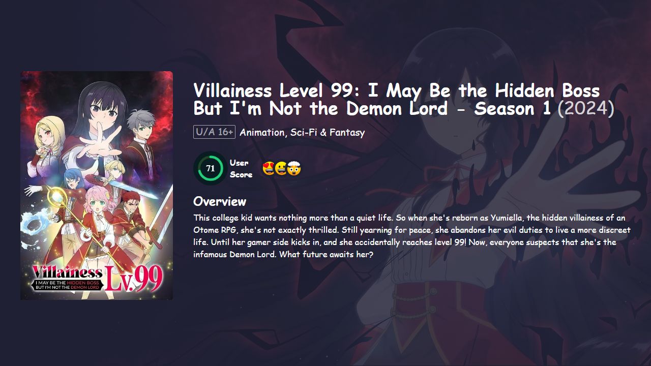 Villainess Level 99: I May Be the Hidden Boss But I’m Not the Demon Lord Season 1 Hindi Dubbed