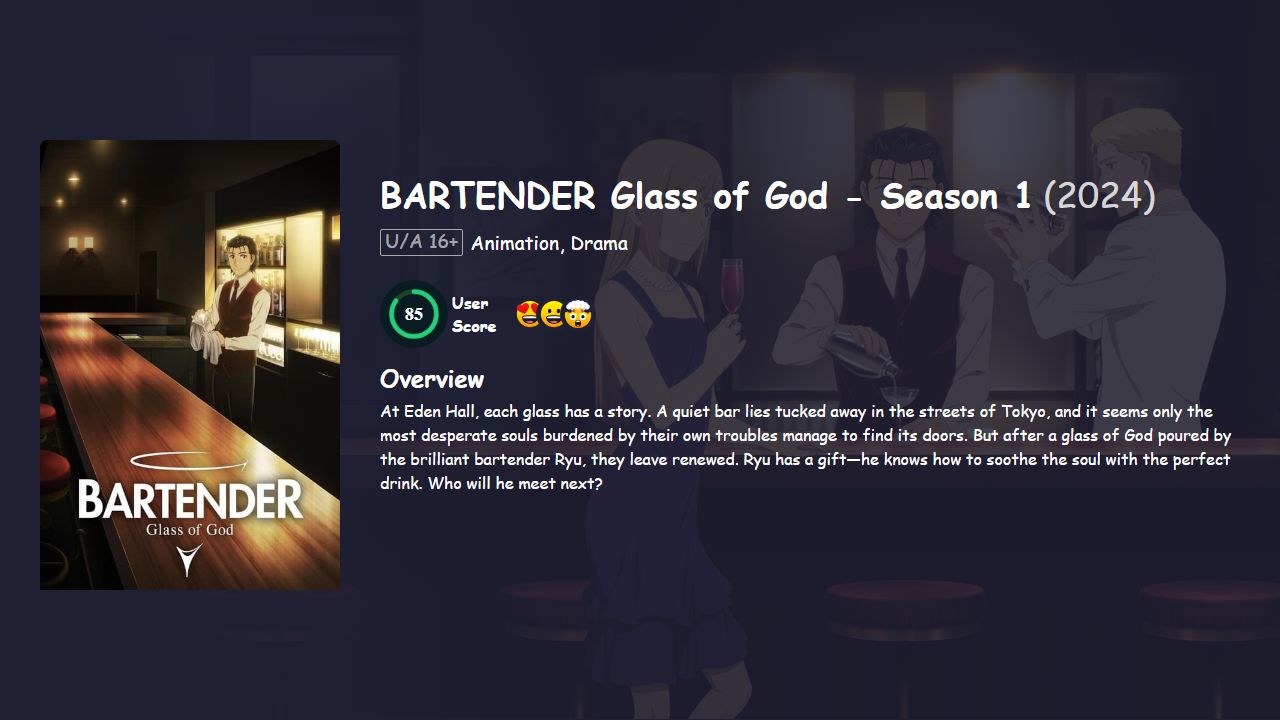 BARTENDER Glass of God Season 1 Hindi Dubbed