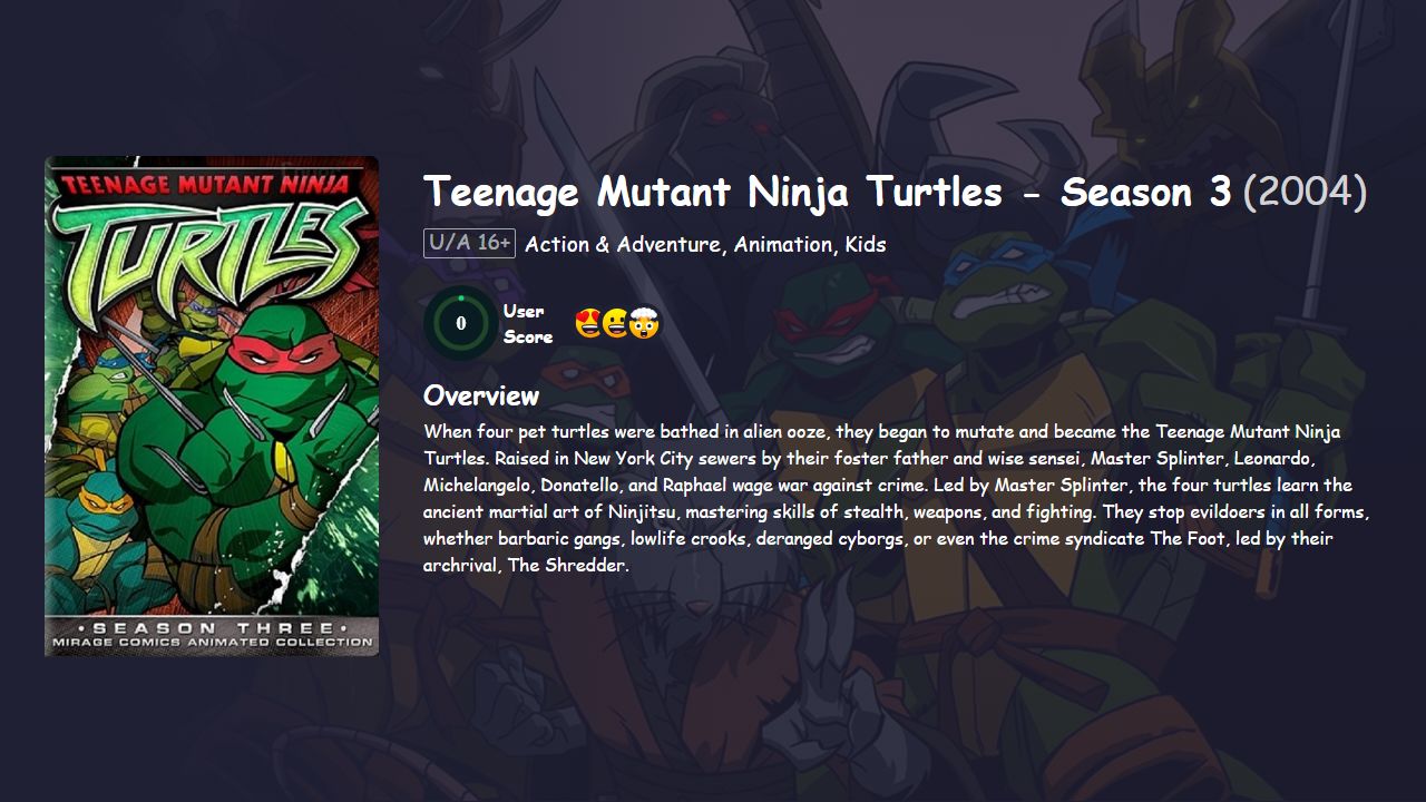 Teenage Mutant Ninja Turtles Season 3 English Dubbed