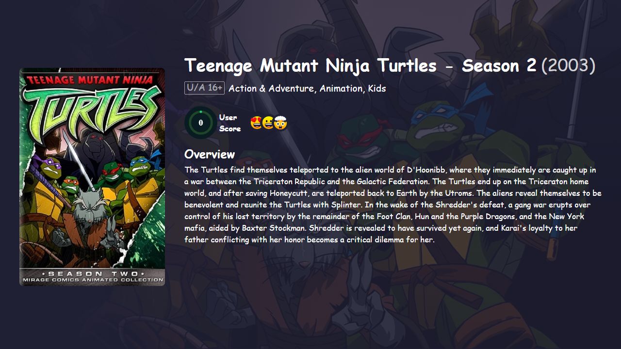 Teenage Mutant Ninja Turtles Season 2 Hindi Dubbed