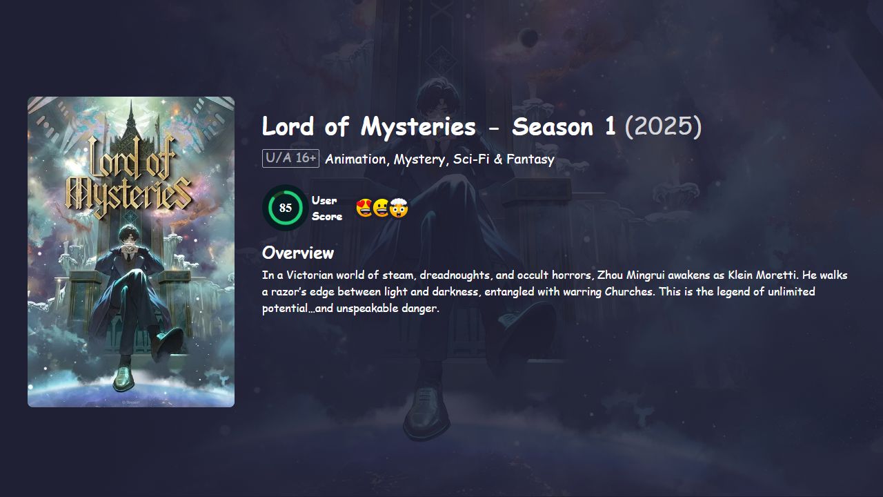 Lord of the Mysteries Season 1 Multi Audio [Hindi-Chinese-Mandarin] 480p, 720p & 1080p HD | 10bit HEVC ESub