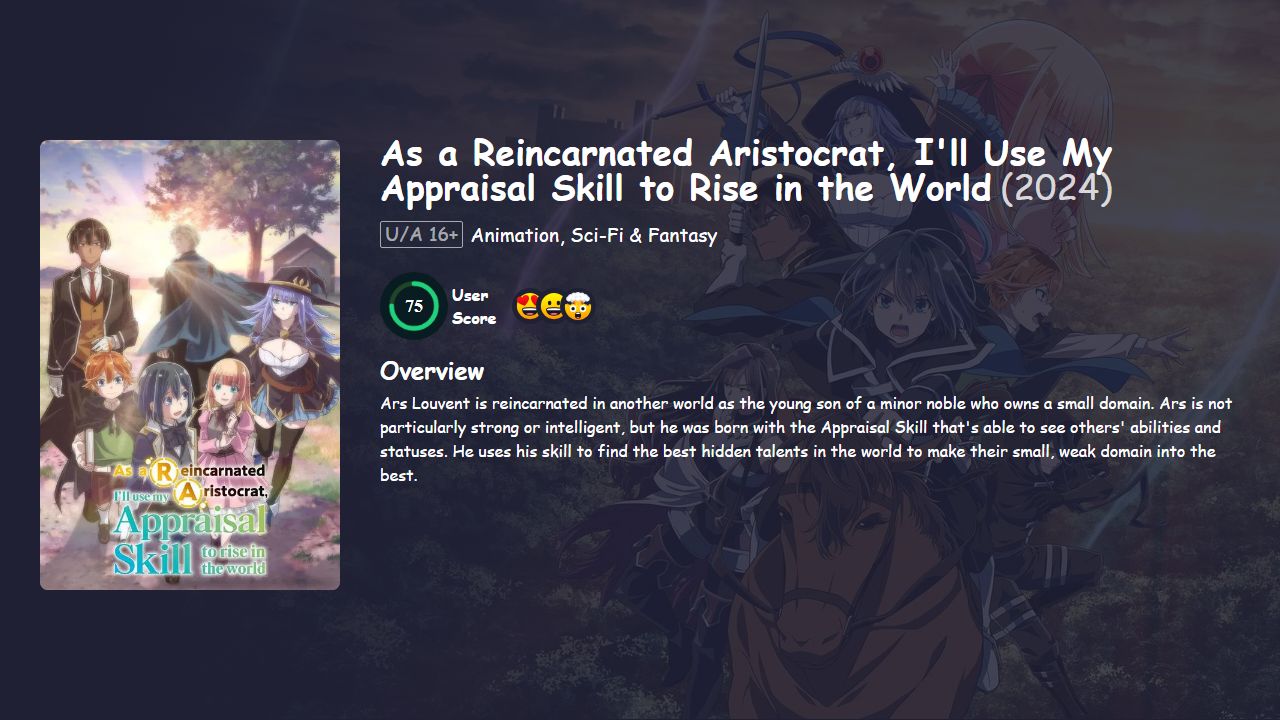 As a Reincarnated Aristocrat, I’ll Use My Appraisal Skill to Rise in the World Season 2 Hindi-Japanese Dubbed