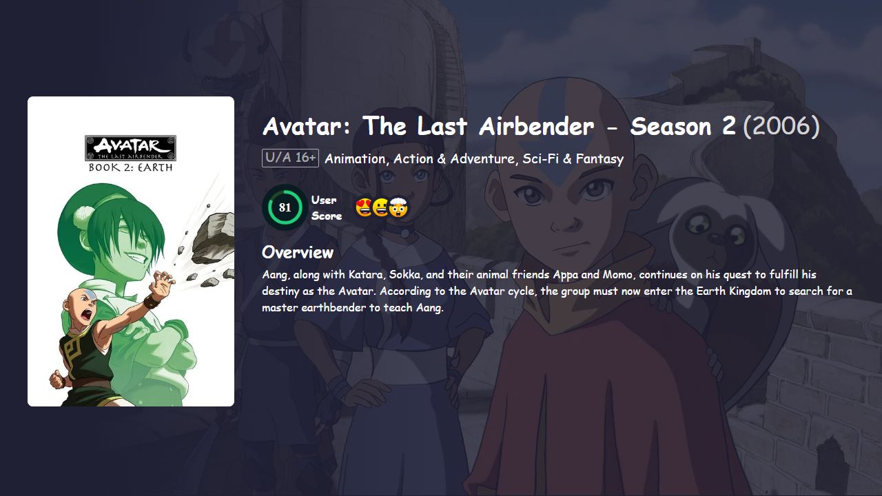 Avatar: The Last Airbender Season 2 Dual Audio [Hindi-English] 480p, 720p & 1080p HD | 10bit HEVC ESub