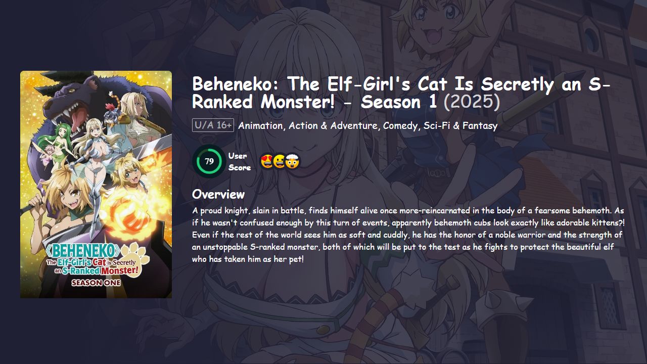 Beheneko: The Elf-Girl’s Cat Is Secretly an S-Ranked Monster! Season 1 Japanese Dubbed