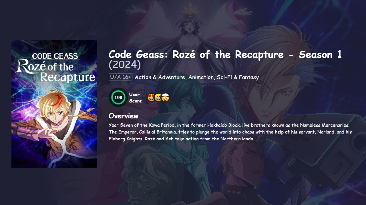 Code Geass: Rozé of the Recapture Season 1 Hindi Dubbed