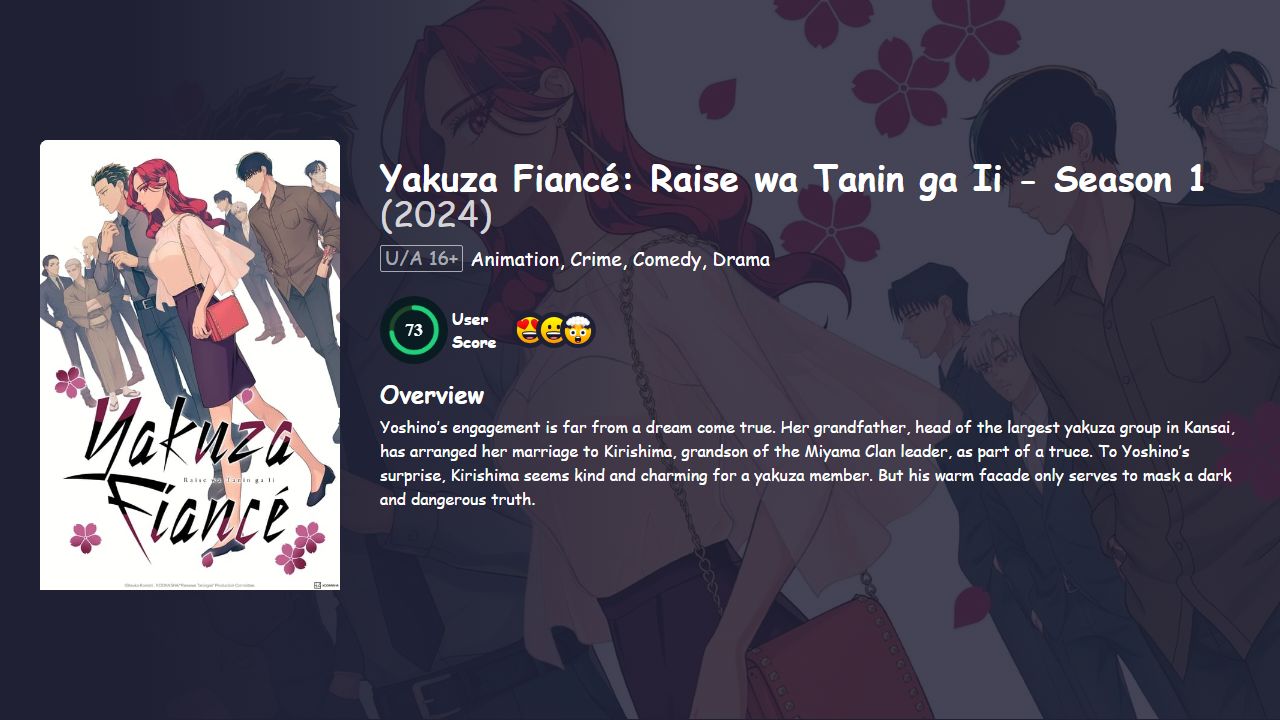 Yakuza Fiancé: Raise wa Tanin ga Ii Season 1 Japanese Dubbed