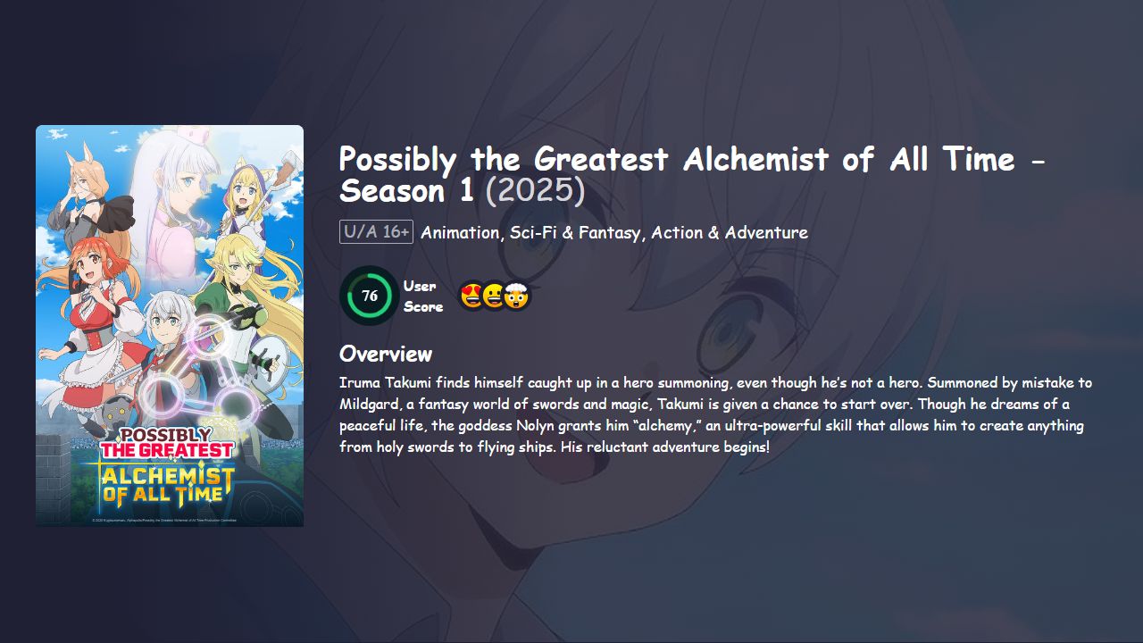 Possibly the Greatest Alchemist of All Time Season 1 Hindi Dubbed