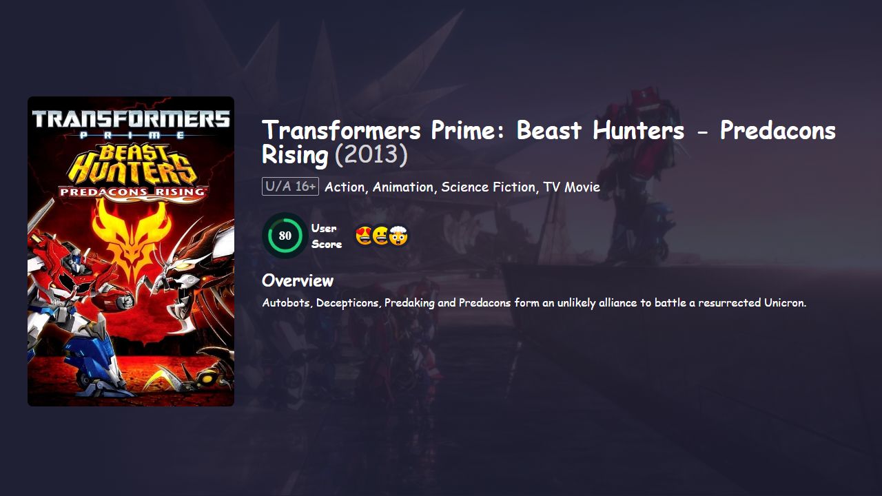 Transformers Prime: Beast Hunters – Predacons Rising (2013) Hindi Dubbed