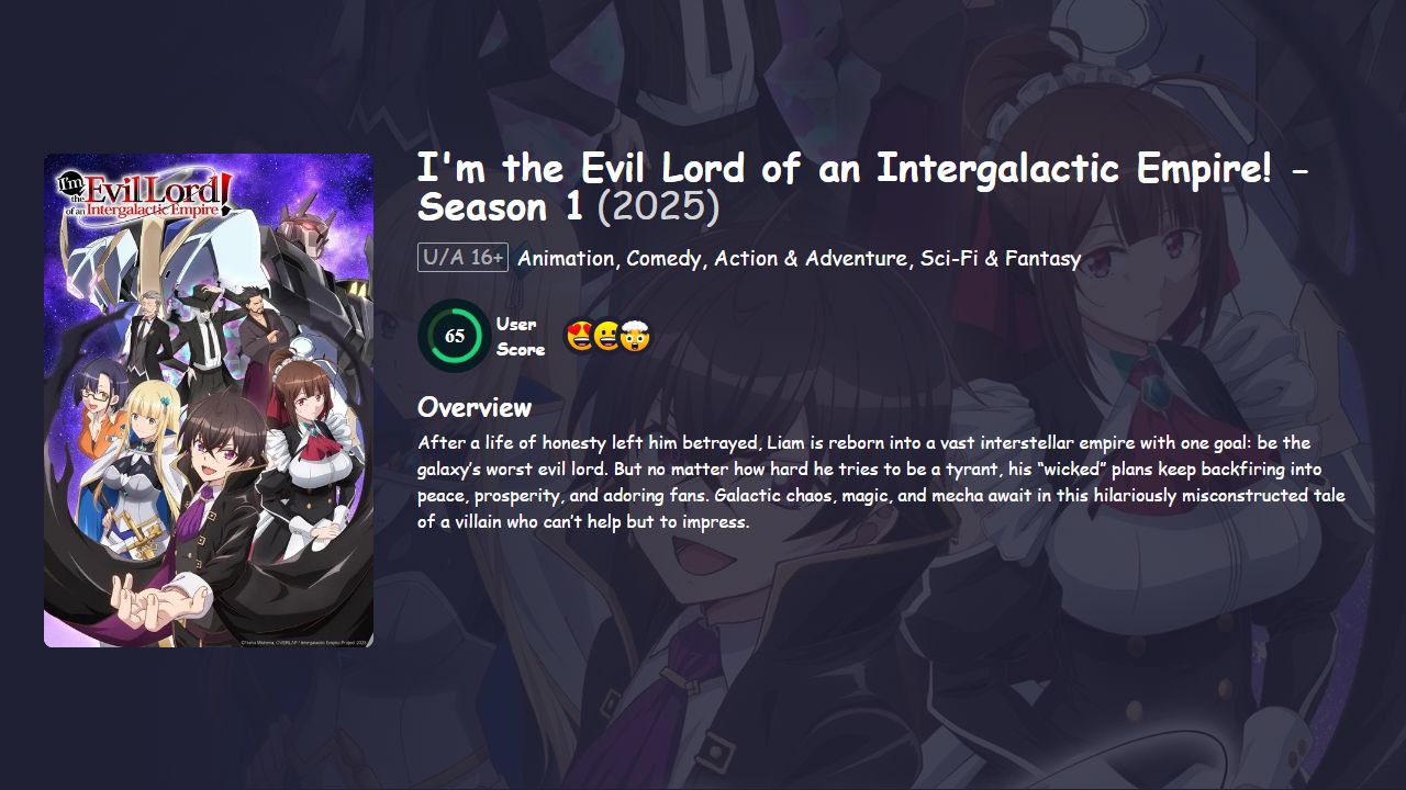 I’m the Evil Lord of an Intergalactic Empire! Season 1 [Japanese] 480p, 720p & 1080p HD | 10bit HEVC ESub