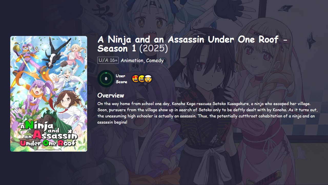 A Ninja and an Assassin Under One Roof Season 1 [Japanese] 480p, 720p & 1080p HD | 10bit HEVC ESub