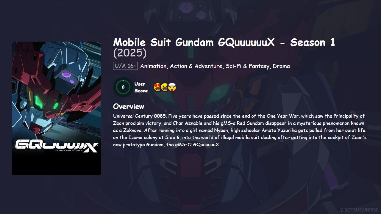 Mobile Suit Gundam GQuuuuuuX Season 1 Hindi Dubbed