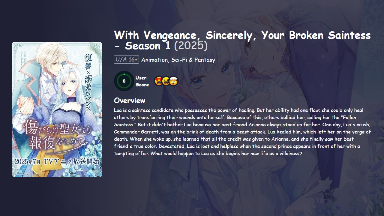 With Vengeance, Sincerely, Your Broken Saintess Season 1 Japanese Dubbed